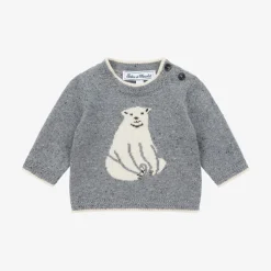 Tartine et Chocolat Boys Blue Wool Polar Bear Sweater New