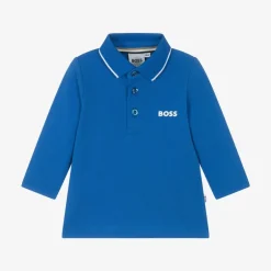 BOSS Boys Bright Blue Cotton Polo Shirt Online