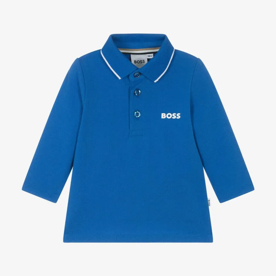 BOSS Boys Bright Blue Cotton Polo Shirt Online
