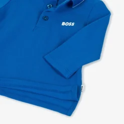 BOSS Boys Bright Blue Cotton Polo Shirt Online