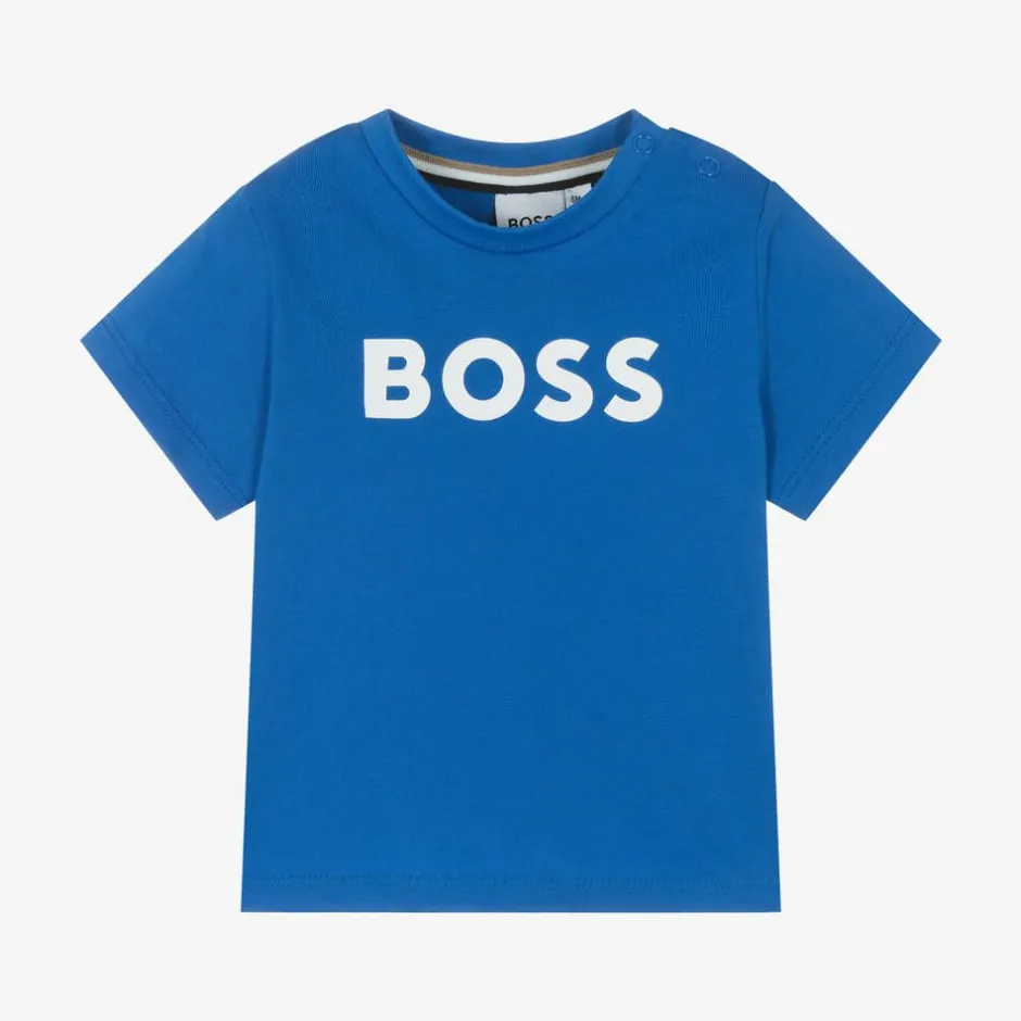 BOSS Boys Bright Blue Cotton T-Shirt Outlet