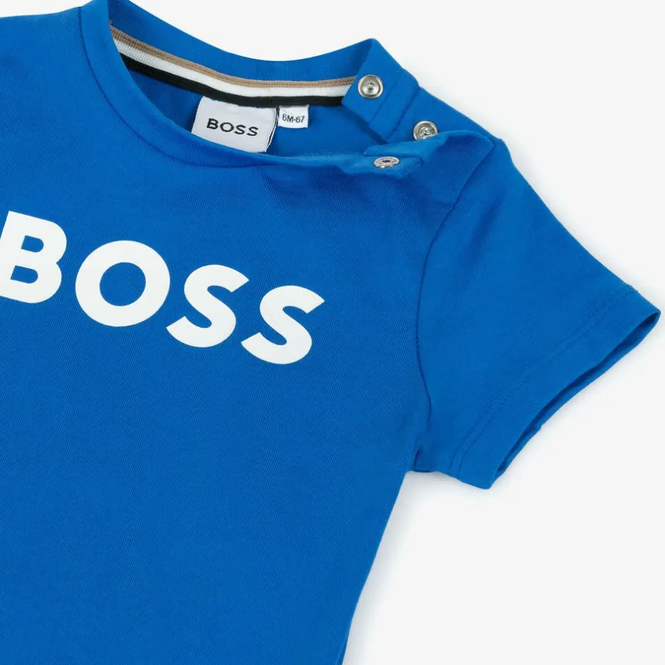 BOSS Boys Bright Blue Cotton T-Shirt Outlet