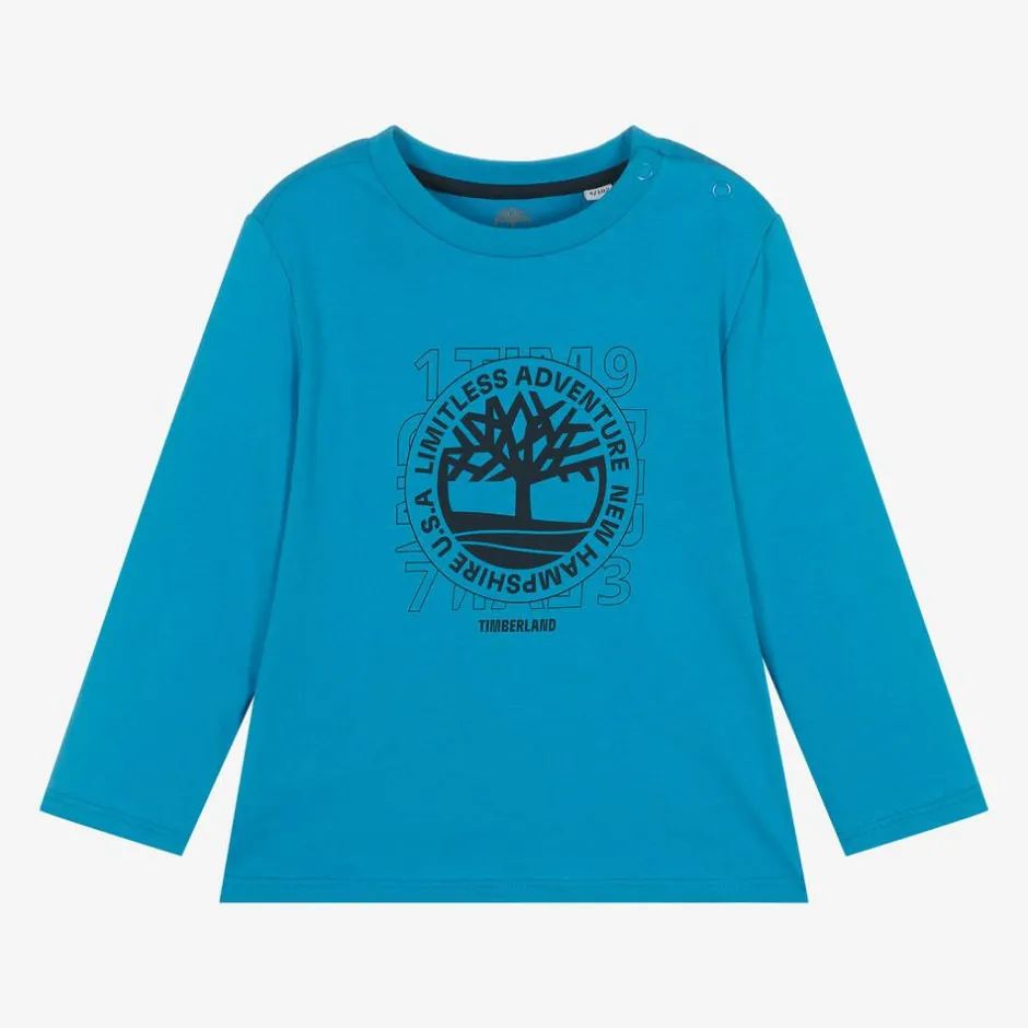 Timberland Boys Bright Blue Logo Print Top Best
