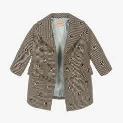 Gucci Boys Brown & Beige G Logo Coat Clearance