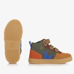 VEJA Boys Brown & Blue Suede Leather V-10 Trainers Discount