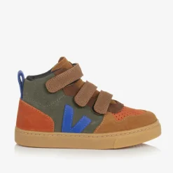 VEJA Boys Brown & Blue Suede Leather V-10 Trainers Discount