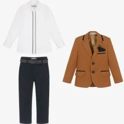 Beau KiD Boys Brown & Blue Suit Discount