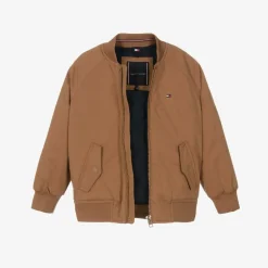 Tommy Hilfiger Boys Brown Cotton Twill Bomber Jacket Sale