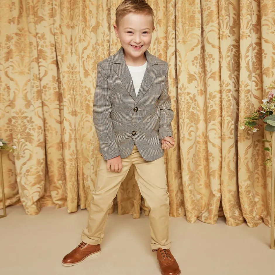 Childrensalon Occasions Boys Brown Dogstooth Check Jacket Hot