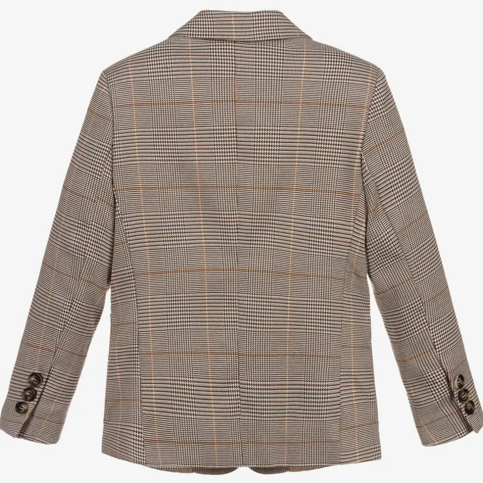 Childrensalon Occasions Boys Brown Dogstooth Check Jacket Hot