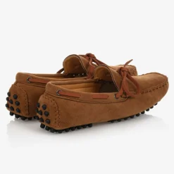 Romano Boys Brown Faux Suede Moccasins New