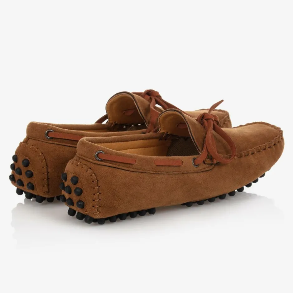 Romano Boys Brown Faux Suede Moccasins New