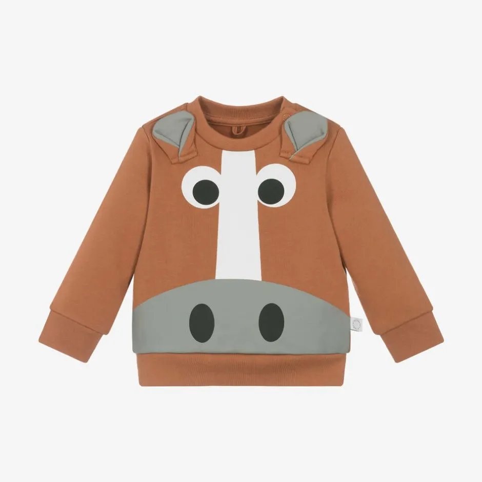 Stella McCartney Kids Boys Brown Horse Cotton Sweatshirt Clearance