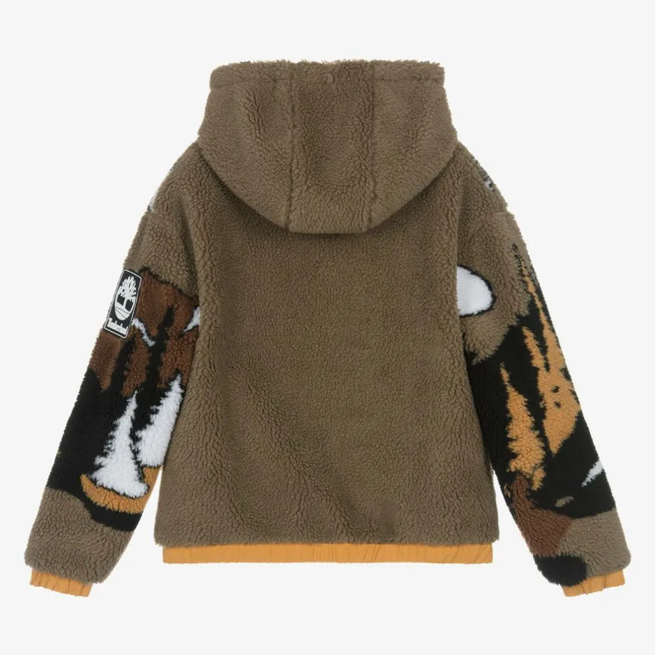 Timberland Boys Brown Mountain Fleece Zip-up Hoodie Hot