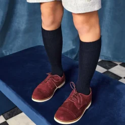 Childrens Classics Boys Burgundy Red Suede Leather Brogue Shoes Hot