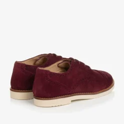 Childrens Classics Boys Burgundy Red Suede Leather Brogue Shoes Hot