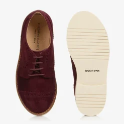 Childrens Classics Boys Burgundy Red Suede Leather Brogue Shoes Hot
