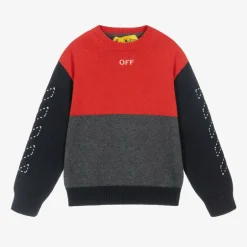 Off-White Boys Colourblock Wool & Cotton Sweater Clearance