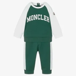 Moncler Enfant Boys Green & White Cotton Tracksuit Discount