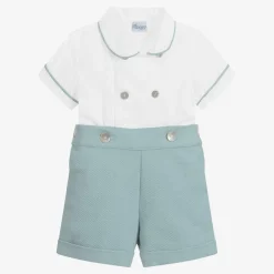 Ancar Boys Green & White Cotton Buster Suit Hot