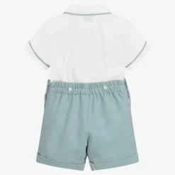 Ancar Boys Green & White Cotton Buster Suit Hot