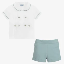 Ancar Boys Green & White Cotton Buster Suit Hot