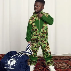 Mini Rodini Boys Green Camouflage Fleece Zip-Up Top New