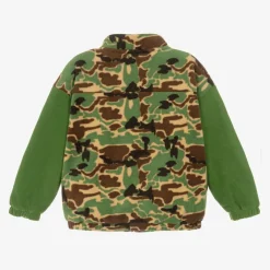 Mini Rodini Boys Green Camouflage Fleece Zip-Up Top New
