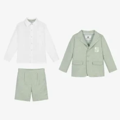 Beatrice amp; George Boys Green Cotton & Linen Shorts Suit Best