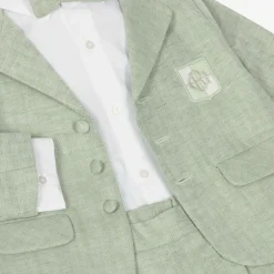 Beatrice amp; George Boys Green Cotton & Linen Shorts Suit Best