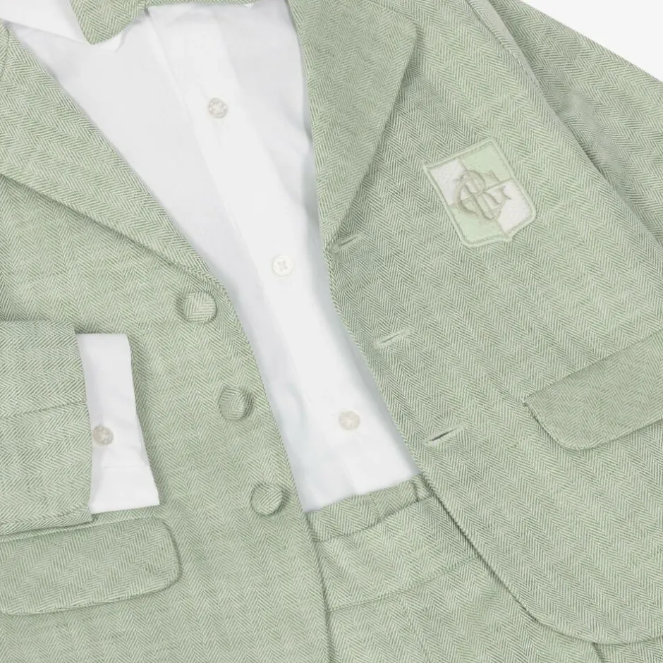 Beatrice amp; George Boys Green Cotton & Linen Shorts Suit Best