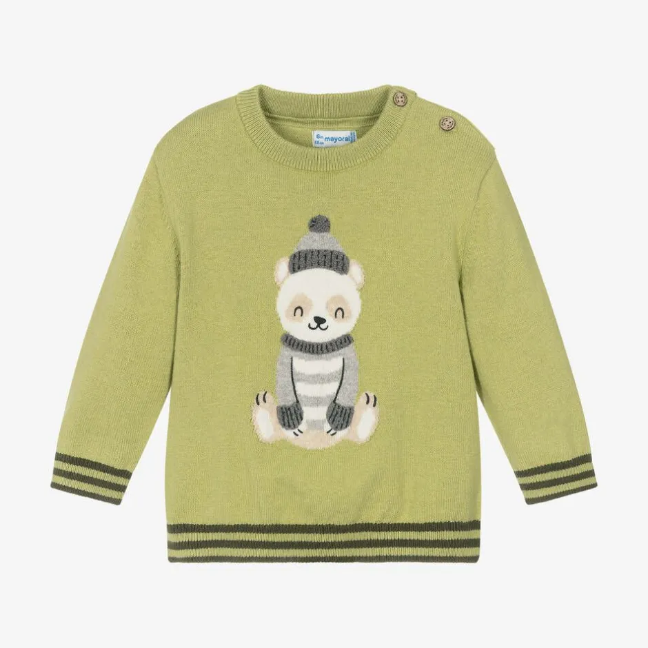 Mayoral Boys Green Cotton & Wool Knit Sweater Online