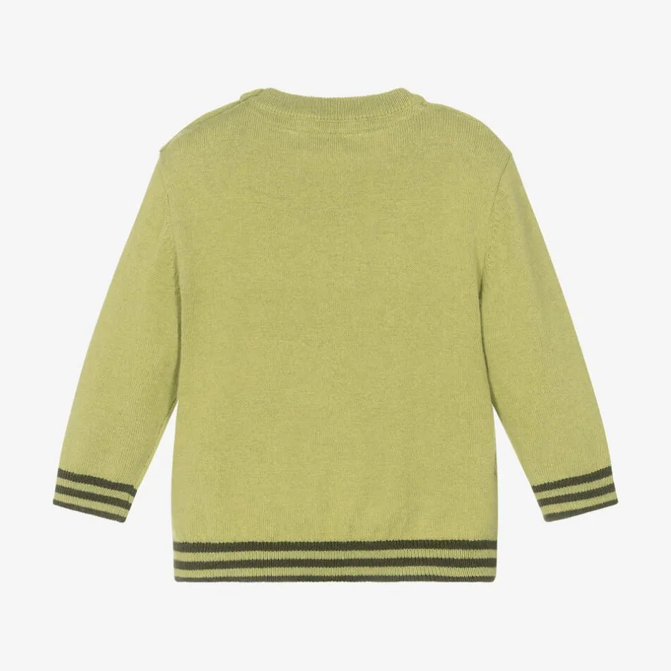 Mayoral Boys Green Cotton & Wool Knit Sweater Online
