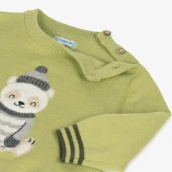 Mayoral Boys Green Cotton & Wool Knit Sweater Online