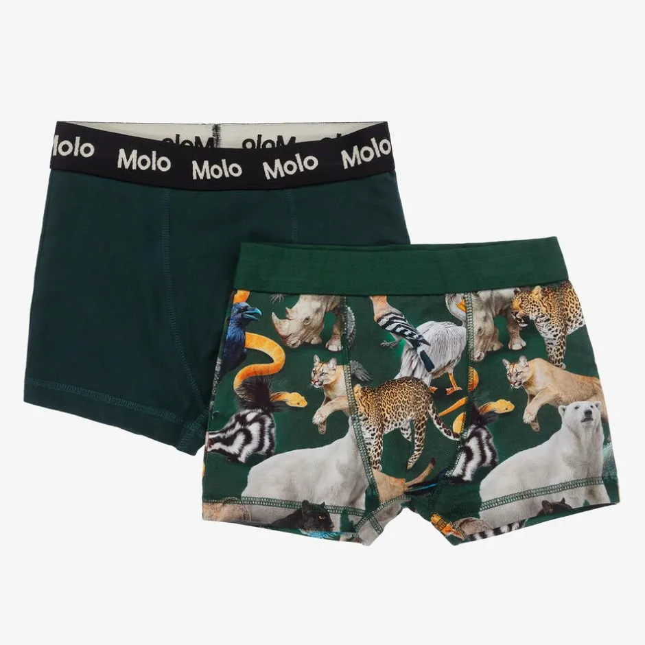Molo Boys Green Cotton Animal Boxers (2 Pack) Online