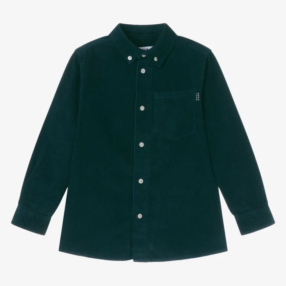 Molo Boys Green Cotton Corduroy Shirt PonderosaPine Hot