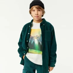 Molo Boys Green Cotton Corduroy Shirt PonderosaPine Hot