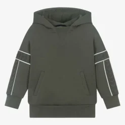 Emporio Armani Boys Green Cotton Eagle Hoodie