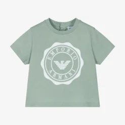 Emporio Armani Boys Green Cotton Eagle Logo T-Shirt Hot