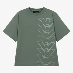 Emporio Armani Boys Green Cotton Eagle Logo T-Shirt Sale