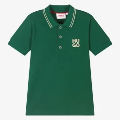 HUGO Boys Green Cotton Polo Shirt Discount