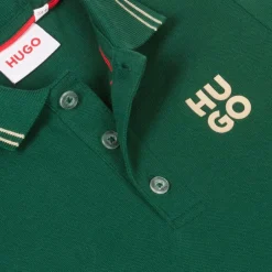 HUGO Boys Green Cotton Polo Shirt Discount