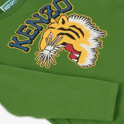 KENZO KIDS Boys Green Cotton Varsity Tiger Top Best