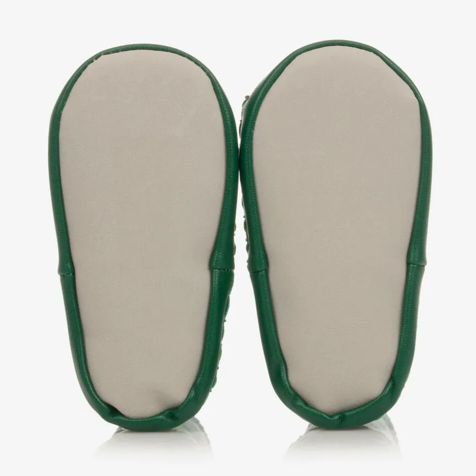 Powell Craft Boys Green Dinosaur Slipper Socks New