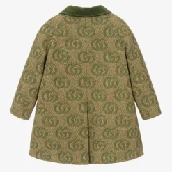 Gucci Boys Green GG Wool Coat Hot