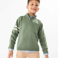 Boboli Boys Green Half Zip Knitted Sweater