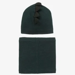 Molo Boys Green Knit Dinosaur Hat & Snood Set PonderosaPine Sale