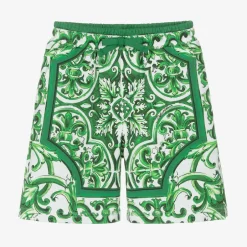 Dolce amp; Gabbana Boys Green Majolica Cotton Shorts Hot