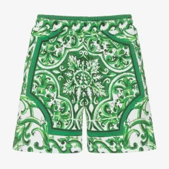 Dolce amp; Gabbana Boys Green Majolica Cotton Shorts Hot