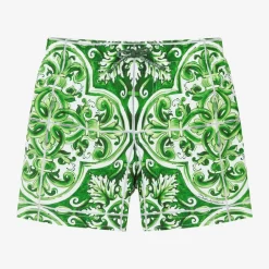 Dolce amp; Gabbana Boys Green Majolica Print Swim Shorts Sale